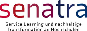 Logo von Senatra mit der Unterzeile Service Learning und nachhaltige Transformation an Hochschulen